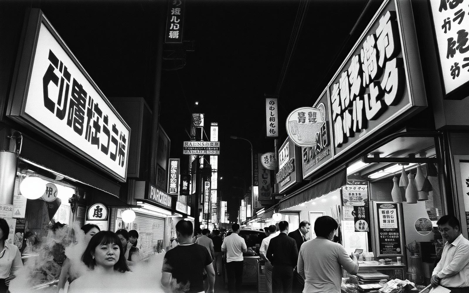 Tokyo street market at night